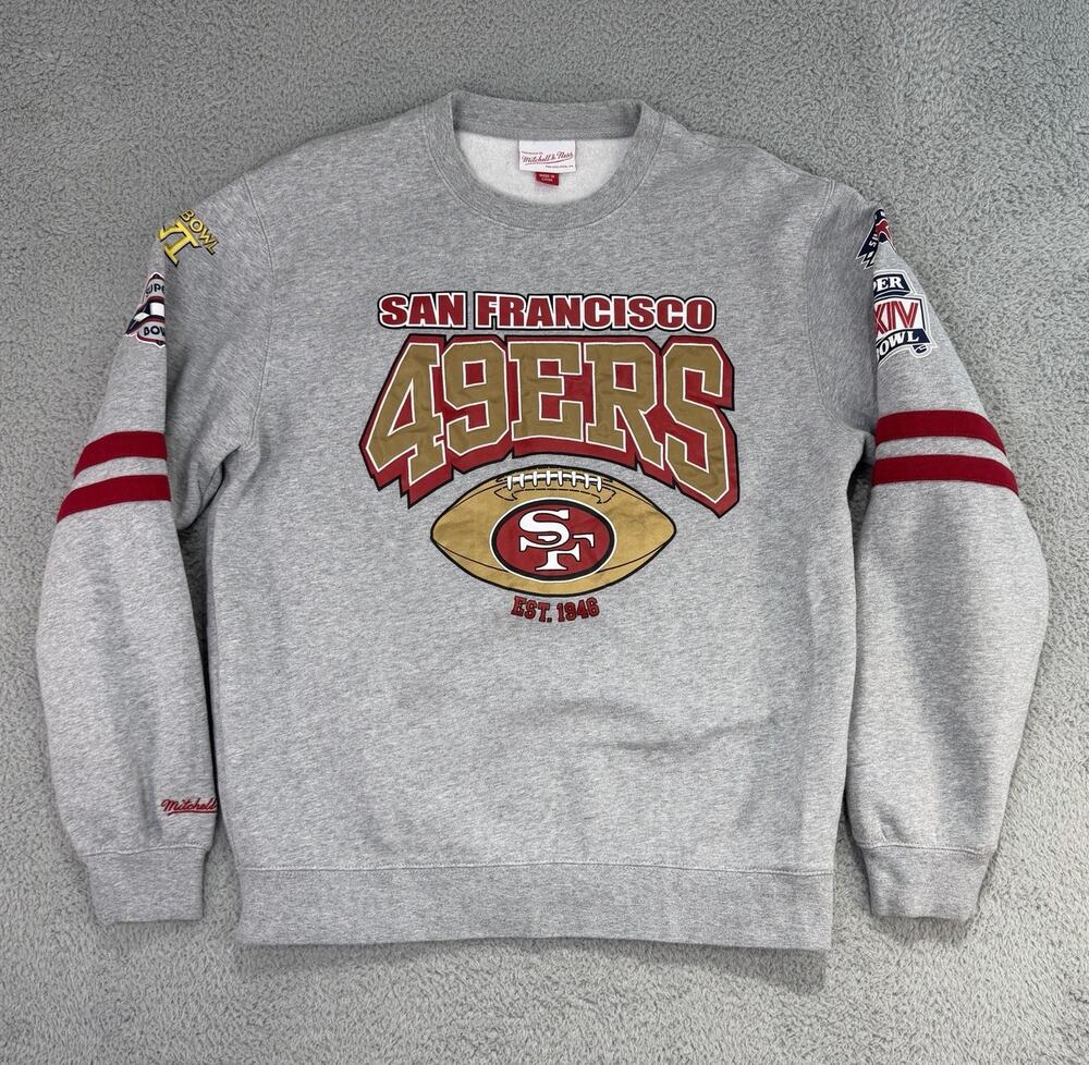 Men's Mitchell & Ness San Fancisco 49ers Sweater Super Bowl Large Team of 80s
